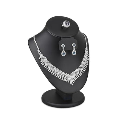 MOOCA Jewelry Display Necklace Chain Bust Display Holder Stand, Necklace Mannequin Bust, Jewelry Stand, Black PU Faux Leather - color: Black PU Faux Leather