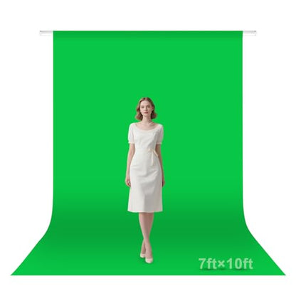 Green Screen Backdrop, 7×10FT Photography Chromakey Greenscreen Background Sheet for Zoom Meeting, Polyester Fabric Cloth Curtain for Photo Video Studio, Party, Live Streaming, Photoshoot - size: 7x10ft