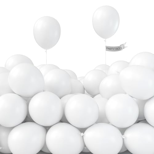 PartyWoo Balloons, 50 pcs 5 Inch Matte White Balloons, for Balloon Garland or Balloon Arch as Party Decorations, Wedding Decorations, Neutral Baby Shower Decorations, White-Y13 - color: White-y13, size: 5 inch