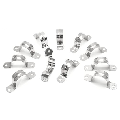 16Pcs 1-9/16 Inch Stainless Steel Conduit Clamps, Two Hole Strap U Bracket Rigid Pipe Strap Metal U Clamp Conduit Strap Tension Clips U-tube Clamp Heavy Duty - size: 1-9/16" / 40mm