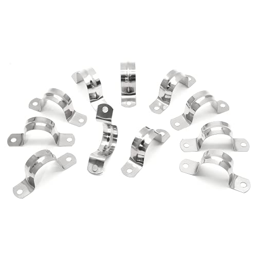 16Pcs 1-9/16 Inch Stainless Steel Conduit Clamps, Two Hole Strap U Bracket Rigid Pipe Strap Metal U Clamp Conduit Strap Tension Clips U-tube Clamp Heavy Duty - size: 1-9/16" / 40mm