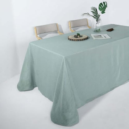 Efavormart 90x132 Dusty Blue Premium Faux Linen Rectangular Tablecloth | Wrinkle Free Tablecloth - color: Dusty Blue, size: 132" x 90" (Rectangular)