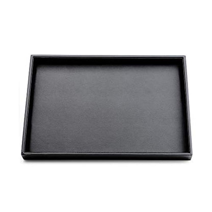 Black PU Leather Jewelry Display Flat Tray Ring Necklace Watch Organizer Display Tray (1 grid) - style: Flat Tray