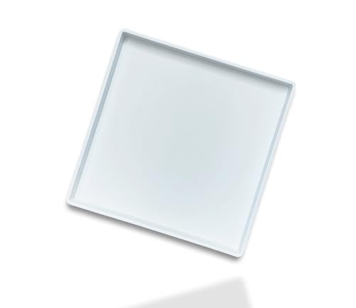Small Square Serving Tray (9 inch), Durable White Tray for Desserts & Organization, Lightweight for Coffee, Drinks, Party, Seasoning, Perfume and Display. - color: White - 1 Tray, size: 9" x 9" x 0.8"