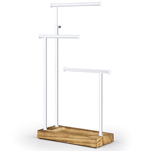 SRIWATANA Jewelry Organizer Display Extra Tall Necklace Holder 3 Tier Jewelry Tree Stand, Gift Idea (Carbonized Black & White) - color: carbonized black and white