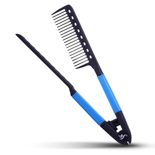 Herstyler Hair Straightening Comb - Straightener Comb for Flat Iron - Makes Styling Easy - Get Straight Hair in Minutes (Blue) - color: Blue
