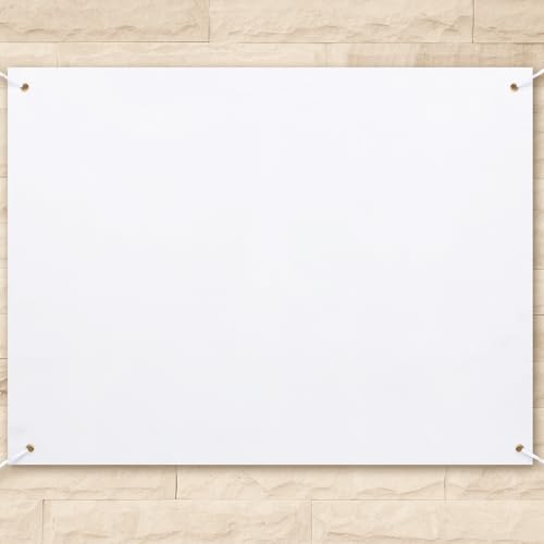 Zonon Large Blank Banners And Signs Polyester Oxford Cloth Sublimation Banner To Decorate With Hanging Rope For Indoor Wall Outdoor Easy Hang Diy Signs For Business Office(White,4 x 3 Feet) - color: White, size: 4 x 3 Feet