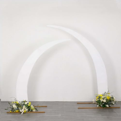 Efavormart 2 Pack White Spandex Half Crescent Moon Arch Covers, Double-Sided Fabric Backdrop Sleeves for 6.5ft and 8ft Curved Stand Decor - color: White, size: Cover Set - 6.5ft & 8ft