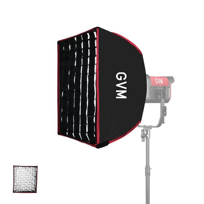 GVM Portable Square Softbox 40 * 40cm with Grid Diffuser Fast-Setup Bowens Mount Softbox Compact Photography Lighting Softbox for Photography Shooting Continuous Light Monolight Strobe Flash - size: 4040H
