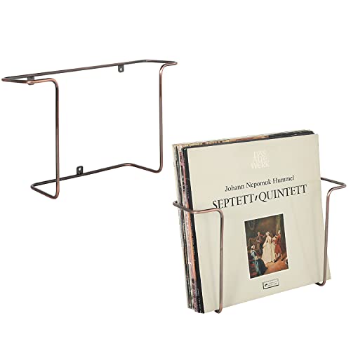 MyGift Modern Metal Wire Wall Mounted Vinyl Records Storage Racks, Hanging LP Record Holders, Floating Album Cover Display Shelves, Set of 2 (Vintage Copper-2 Pcs) - color: Vintage Copper- 2 Pcs, size: 2 Pack