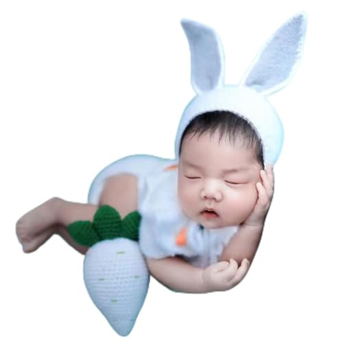 Newborn Baby Bunny Rabbit Crochet Knitted Photography Props Newborn Baby Outfits Diaper Costume - color: Light Blue