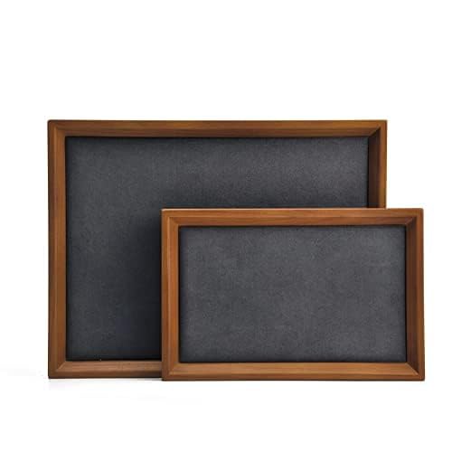Oirlv Solid Wood Small Jewelry Tray Trade Showcase Countertop Jewelry Display Trays Rectangle Vanity Tray(Grey, Small) - color: Gray, size: 9.1" x 5.9" x 0.7"