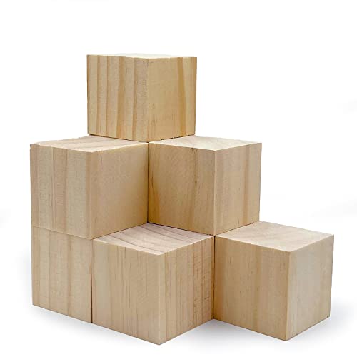 Wood Blocks for Crafts, Unfinished Wood Cubes, 2 Inch Natural Wooden Blocks, Pack of 8 Wood Square Blocks, Wooden Cubes for Arts and Crafts and DIY Projects - color: Pack of 8, size: 5.1 cm