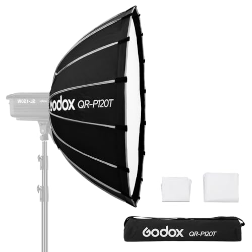 Godox Large Softbox 47.3in 120cm Godox QR-P120T Bowens Mount Parabolic Softbox with Carry Bag 2 Diffusers for Photography Shooting Continous Light Monolights Vedio Portrait Shooting - color: Softbox, size: 47.3 in
