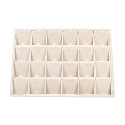 24 Grids Stackable Jewelry Tray Organizer with Removable Dividers, Velvet Jewelry Display Tray for Earrings Necklaces Bracelet Rings Display Showcase - Light Khaki - color: Light Khaki