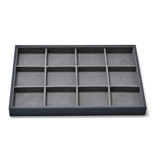 Grey Microfiber Jewelry Display Tray for Ring Necklace Bangle 12 Grids Grey Jewelry Organizer Display Tray - size: 12 Grid