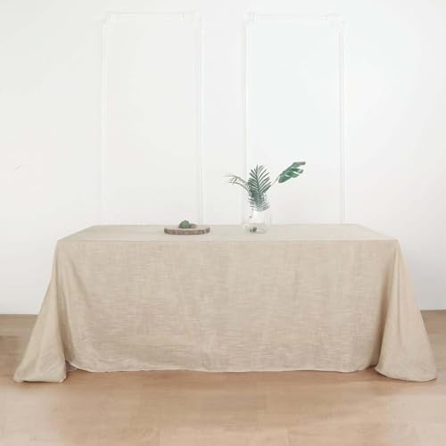 Efavormart 90"x156" Beige Rectangular Tablecloth, Linen Table Cloth with Slubby Textured, Wrinkle Resistant for Weddings, Birthdays, Party, Banquet, Kitchen Table Decorations - color: Beige, size: 156" x 90" (Rectangular)