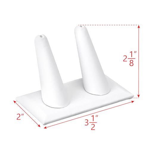 MOOCA 2 Pcs Set 2-Ring Organizer for Showcase Display Ring Finger Holder Jewelry Display Stands Showcase Jewelry Storage Counter, White PU Leatherette, 3 1/2 W x 2 D x 2 1/8 H inch - color: White Faux Leather, Long Finger