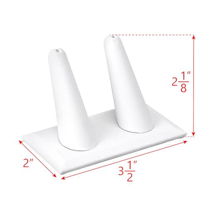 MOOCA 2 Pcs Set 2-Ring Organizer for Showcase Display Ring Finger Holder Jewelry Display Stands Showcase Jewelry Storage Counter, White PU Leatherette, 3 1/2 W x 2 D x 2 1/8 H inch - color: White Faux Leather, Long Finger