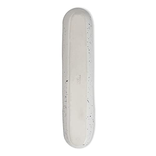 roro Ceramic Stoneware Hand-Molded Speckled Spotted Relish Plate (Olive Boat Tray Set of 2, White)
