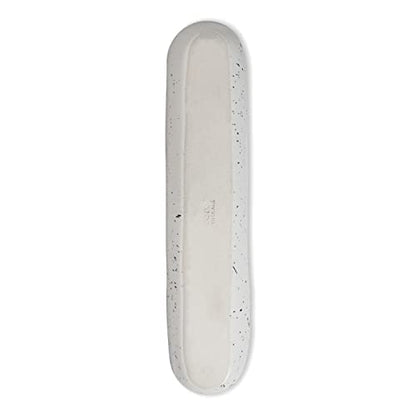 roro Ceramic Stoneware Hand-Molded Speckled Spotted Relish Plate (Olive Boat Tray Set of 2, White)