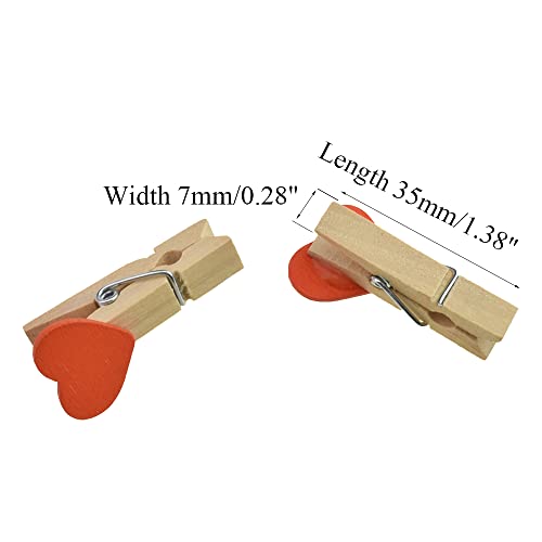HAHIYO Heart Painted Mini Wooden Clothespin Clip Photo Paper Holders 1.38inch Tight Clamp Not Fray Rope Post Notices Handy Read for Hanging Postcard Wedding Orange 50PCS - size: Orange(Heart) 1.38 inches 50 Pack
