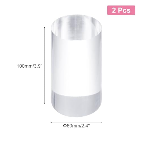 uxcell 2pcs Acrylic Cylinder Display Blocks, 60 x 100 mm/2.4" x 3.9" Clear Jewelry Display Base Polished Cube Riser Stand Display Holder Base for Ring Jewelry Cosmetics Crafts - size: 60 x 100mm