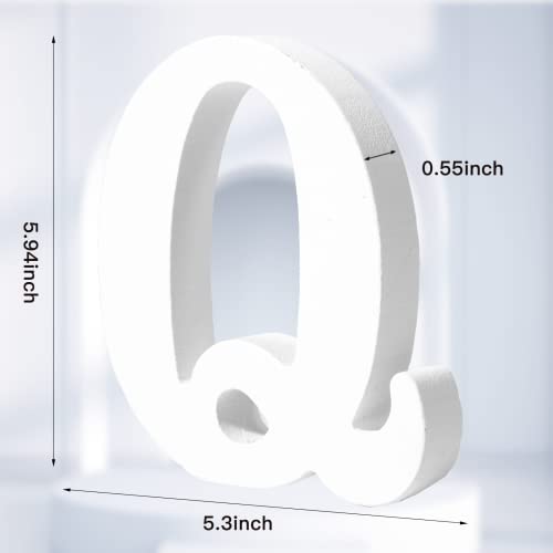 AOCEAN 6 Inch White Wood Letters - Unfinished Wood Letters for Wall Christmas Decor Standing Letters Slices Sign Board Decoration for Xmas Home Party Projects (Q) - style: Q