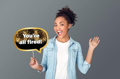 Job Promotion Photo Booth Props – 12 Funny Party Signs for Work Celebrations, Office Party Decorations, Career Success Party Favors