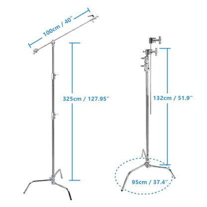 Kupo 40" C-Stand Overhead Shooting Kit 1, Professional Overhead Rig for Photography and Video Flat Lay Food and Product Shooting with Sliding Leg Stand Design, Grip Arm, and Studio-Ready (KS708112) - color: Silver, size: Overhead Shooting Kit 1