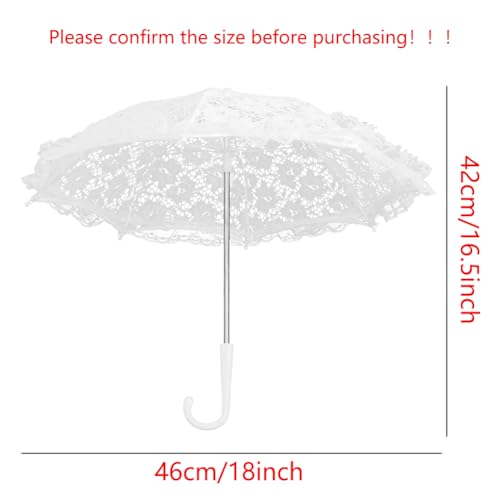 Mini White Lace Umbrella, 16.5x18 inch Vintage Bridal Lace Decorative Umbrella for Tea Party, Small Photography Prop, Craft umbrella for Kids, Wedding Party Photo Props