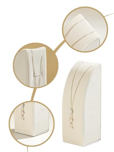 3Pcs/Set Necklace Holder Organizer Velvet Jewelry Display Stand For Selling Pandent Chain Necklace Rack for Show (Beige Velvet) - color: Beige Velvet