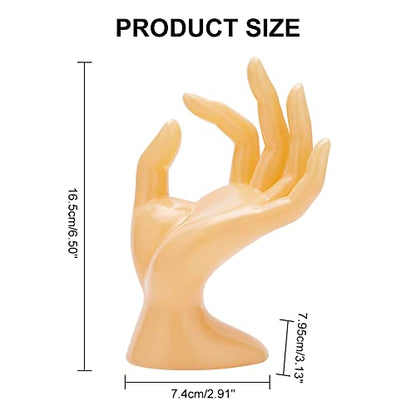 Plastic Hand Jewelry Display Holder, Moccasin OK Shaped Hand Ring Jewelry Organizer for Earring, Ring, Watch, Bracelet Storage, 2.91 x 3.13 x 6.49 Inches - color: Yellow