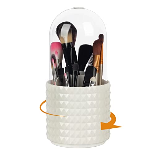 Makeup Brush Holder Organizer -360° Rotating Multi-Functional Pen Holder for Desk,Multi-Purpose Desktop Stationary Organizer,Storage Cup for Lipsticks, Comb, Beauty Tool in Vanity (White+B) - color: White+B