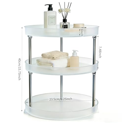 Rotating Makeup Organizer for Vanity Perfect Clear Round 3 Tier Perfume Skincare Cosmetic Stand Bathroom Countertop Storage 9.25" - size: Three Tiers
