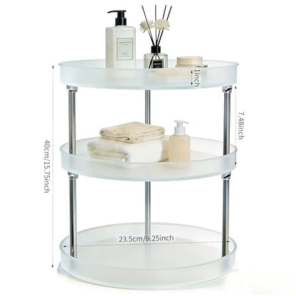 Rotating Makeup Organizer for Vanity Perfect Clear Round 3 Tier Perfume Skincare Cosmetic Stand Bathroom Countertop Storage 9.25" - size: Three Tiers