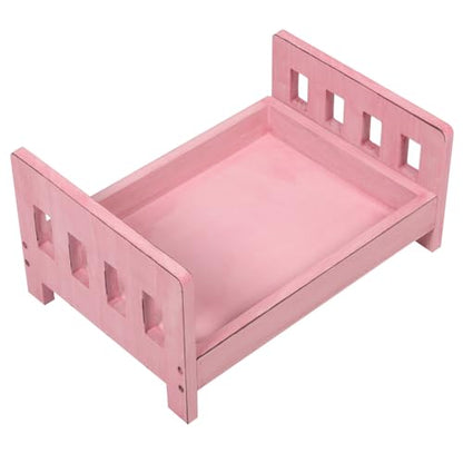 Cabilock Newborn Photography Prop Bed, Handcrafted Rustic Wooden Baby Photo Bed, Detachable Studio Photoshoot Props, 16. 53 X 11. 22 X 8. 46 Inches, Pink - color: Pink