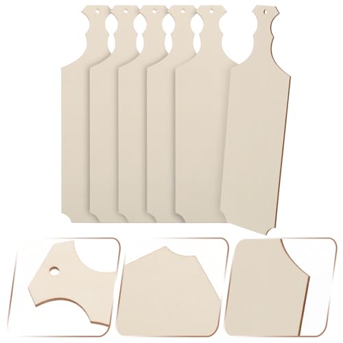 Alipis 6Pcs Wooden Cutting Boards with Handle Unfinished DIY Charcuterie Trays for Serving Bread Cheese Fruits and Crafting Photography Props