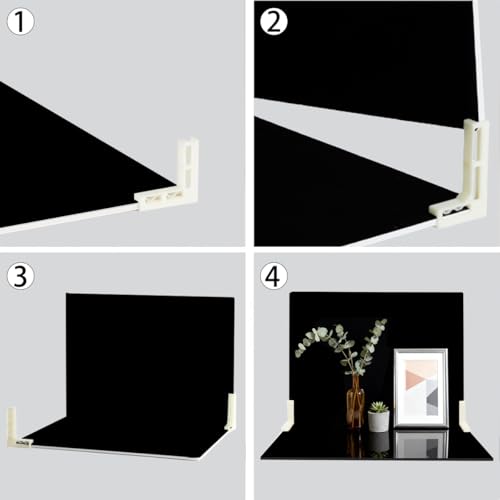 2 PCS Board Photo Backdrop, 16x12 Inch Black Double Sided Matte and Reflective Waterproof Backdrop Boards for Photography with 2 PCS Bracket for Flat Lay - color: Black 2