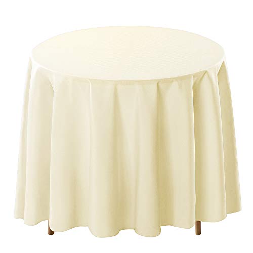 Surmente Ivory Tablecloth for Round Tables, 90-inch Round Table Cloths for Weddings, Banquets, or Restaurants - color: Ivory, size: 90" (Round)