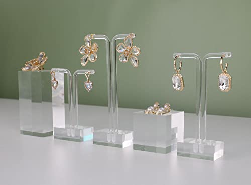 3pcs acrylic T bar earring display stand for show, retail hanging earring holder for online business, transparent jewelry Photography Props【Acrylic Earring T Stand-3pcs 】 - style: T bar
