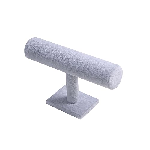 Coward T-Bar Bracelet Holder Organizer Jewelry Display Boutique Watch Stand for Home Organization Storage (Gray Velvet) - color: Gray Velvet