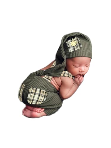 Newborn Baby Boy Suspender Pants Photo Outfits Gentleman Photography Outfit Girl - color: Beige2