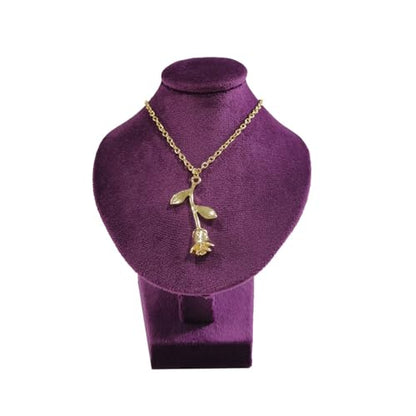 Mini Pendant Display Bust Velvet Jewelry Bust Stand Pendant Holder Velvet Mannequin Necklace Stand Wooden Portrait Model 12cm (Purple) - color: Purple