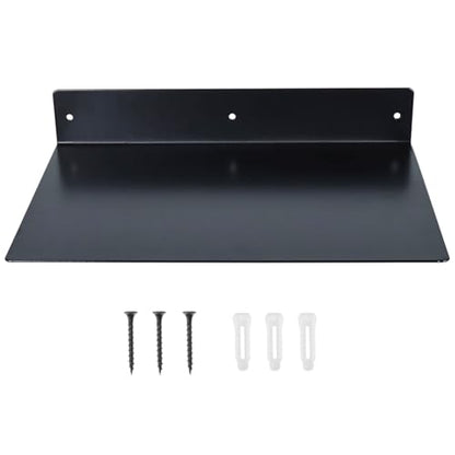RealPlus Metal Floating Shelf Wall Mounted (12 inch x 8 inch) Heavy Duty Steel Display Shelves, Black - color: Black (Pack of 1), size: 12"W x 8"D