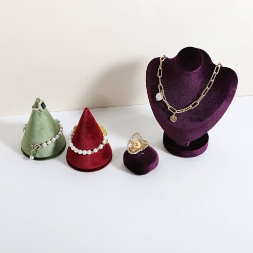Cone Bangle Display for Jewelry, Cute Watch Holder Stand, Velvet Bracelet Display for Selling, Jewelry Storage Organizer【Red】 - color: Red