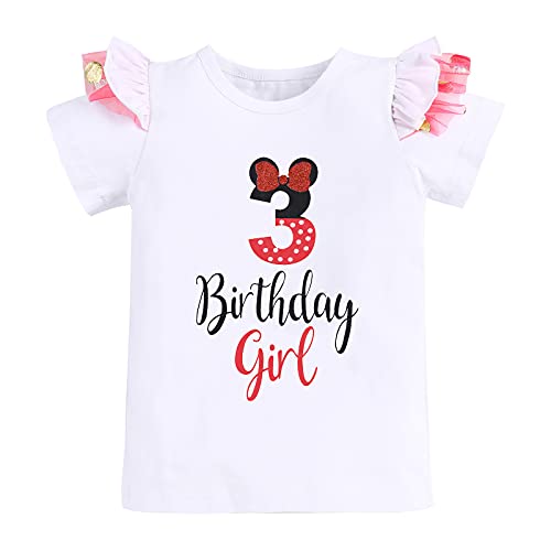IBTOM CASTLE Cake Smash Half 1st 2nd 3rd Birthday Girl Princess Polka Dots Ruffle Skirt Set ONE Party Costume Headband - color: Red-3rd, size: 3T