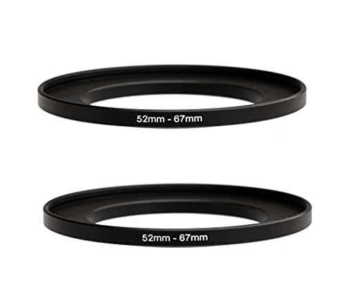 (2-Pcs) 52-67MM Step-Up Ring Adapter, 52mm to 67mm Step Up Filter Ring, 52 mm Male 67 mm Female Stepping Up Ring for DSLR Camera Lens and ND UV CPL Infrared Filters - size: 52-67MM