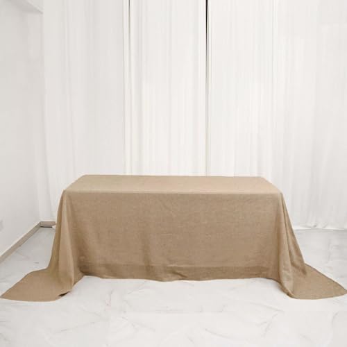 Efavormart 90"x132" Natural Jute Faux Burlap Round Tablecloth | Boho Chic Table Linen - color: Natural Boho, size: 132" x 90" (Rectangular)