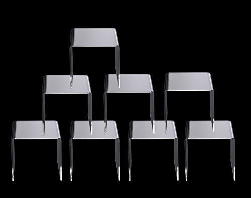 Jusalpha® 8 PC 6'' Clear Acrylic Risers, Acrylic Display Risers Shelf Showcase Fixtures for Jewelry, Display Stand for Amiibo Funko POP Figures, Cupcakes, Food Display, Cabinet- Lot of 8 (6x6x6 Inches) - size: 6x6x6 Inches